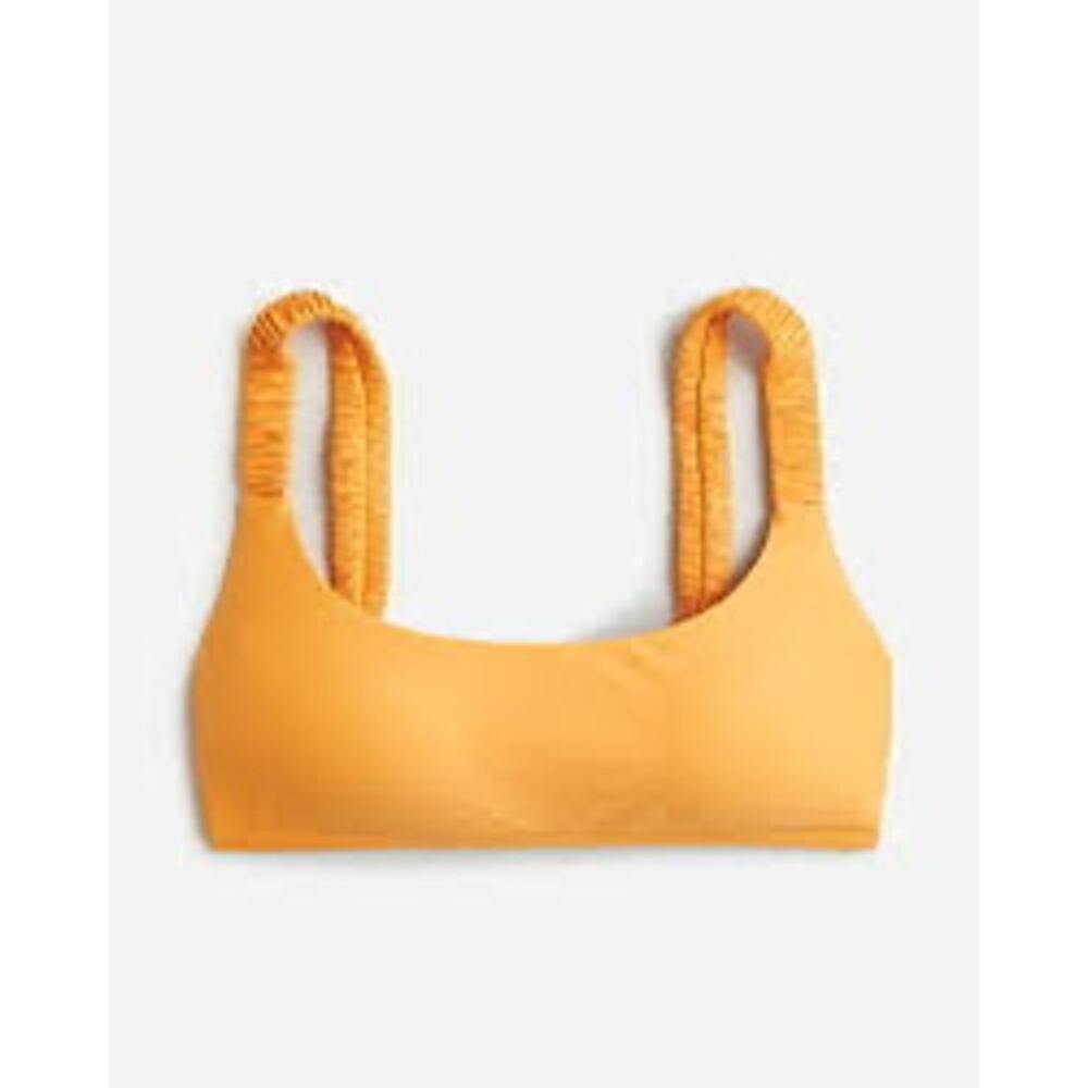 J. Crew Orange Yellow Scrunchie-Strap Squareneck Bikini Top Size XL